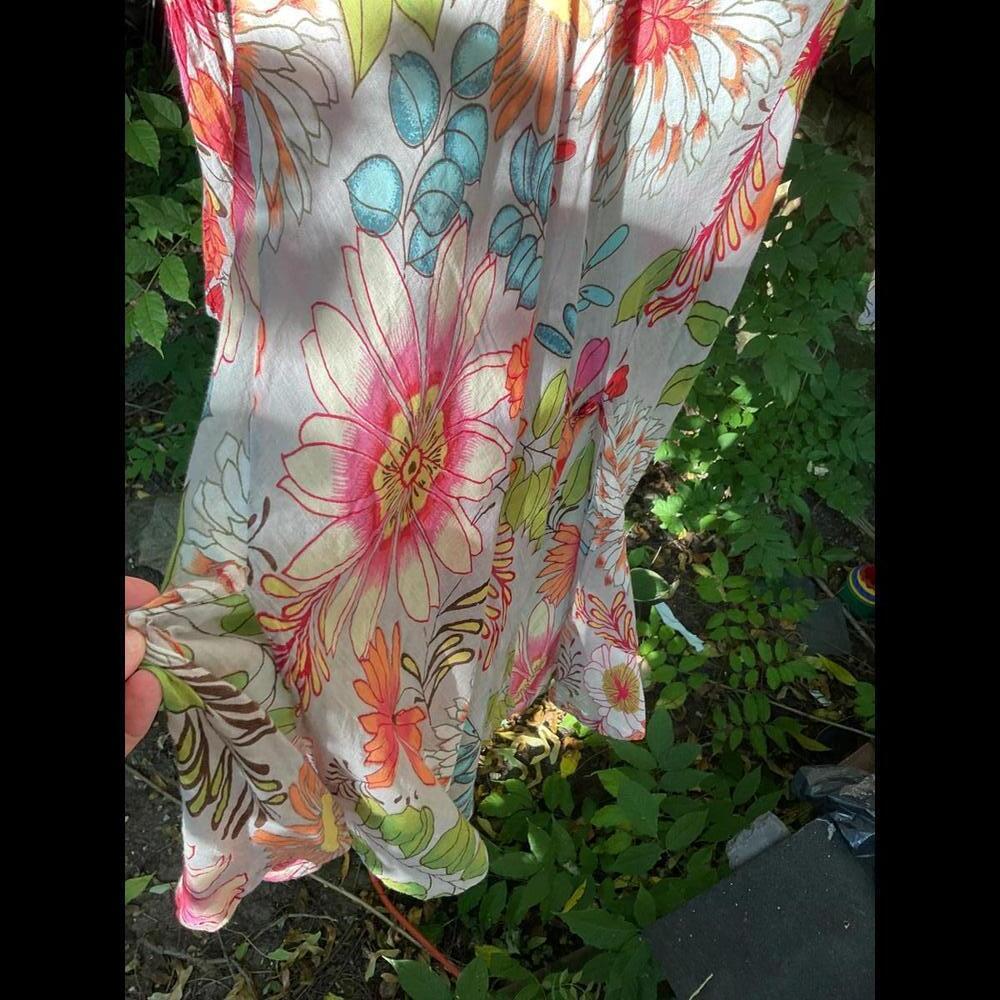 Natura Floral Beach Coverup, Vacation, Coastal, Cruise Size Small - Picture 4 of 9
